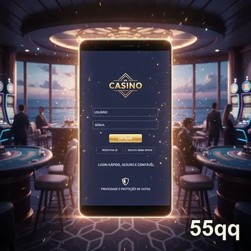 Tela de login do 55qq Casino, apresentando campos para usuário e senha.